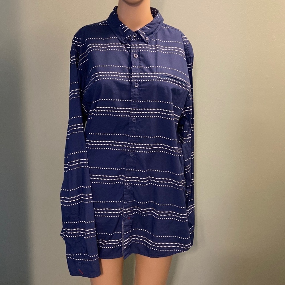 Guess blue & white long sleeve button down shirt large large!